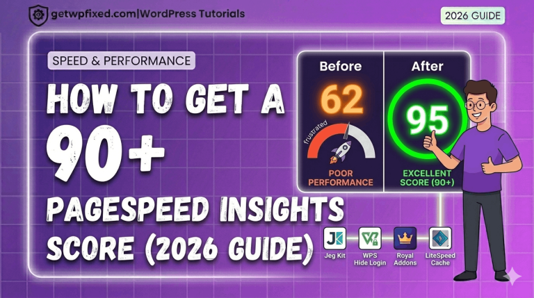 PageSpeed Insights 95 score result for GetWPFixed WordPress tutorial