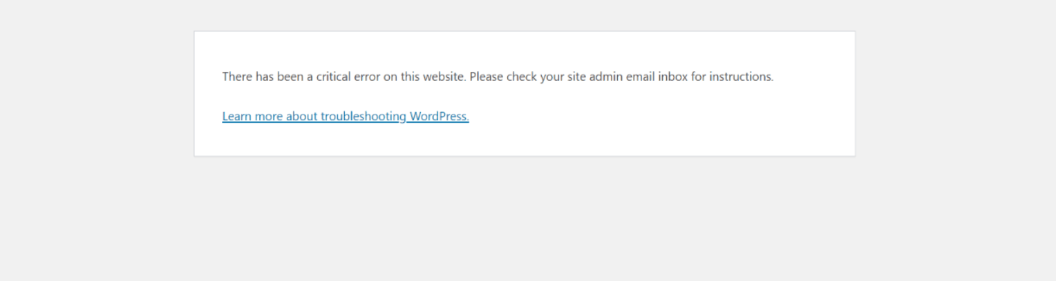 WordPress Critical Error
