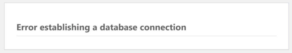 Error Establishing Database Connection