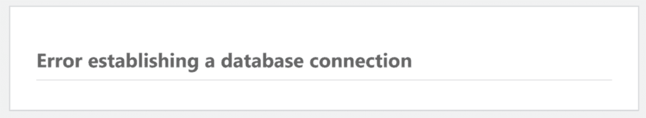 Error Establishing Database Connection