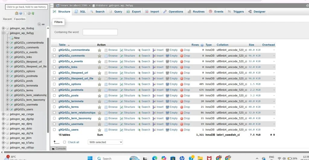 php my admin dashboard
